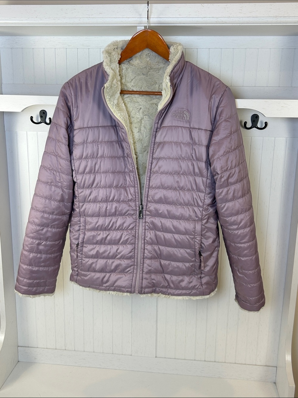 The North Face Girls XL Reversible Mossbud Swirl Jacket Lavender